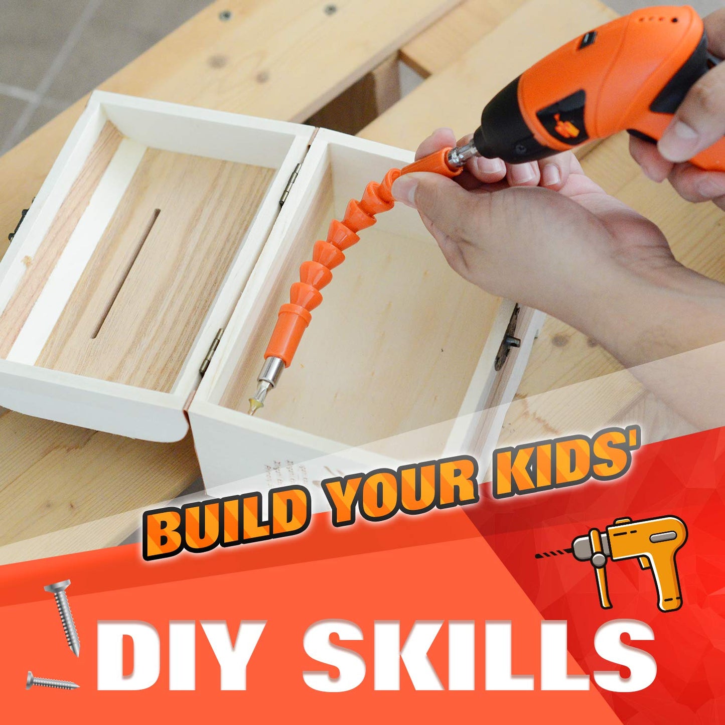 JoyTown Kids Real Power Drill Set – Safe Cordless Tool Kit with Interchangeable Bits and Carrying Case
