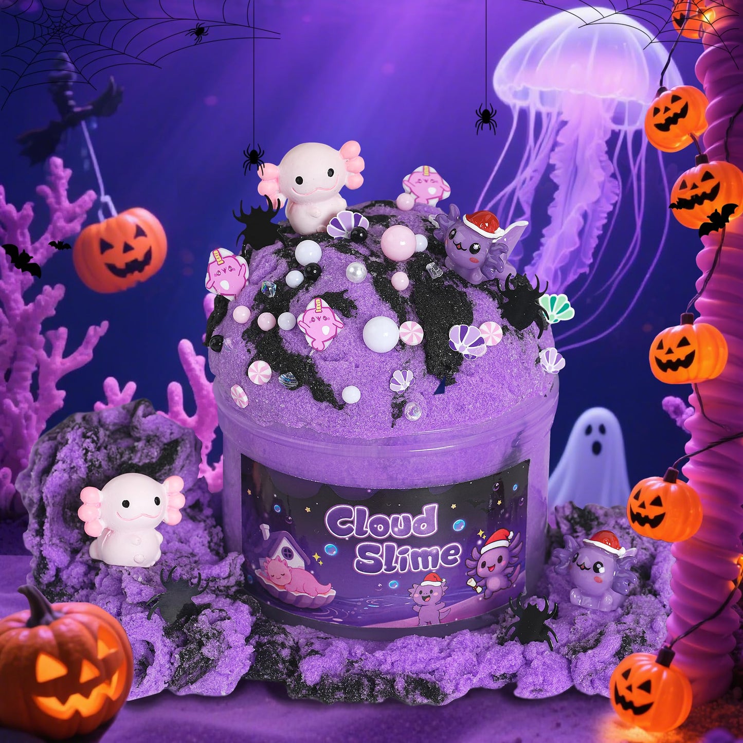 Joytry Axolotl Cloud Slime Kit Two-Pack – 14oz Non-Sticky DIY Slime with Charms & Glitter