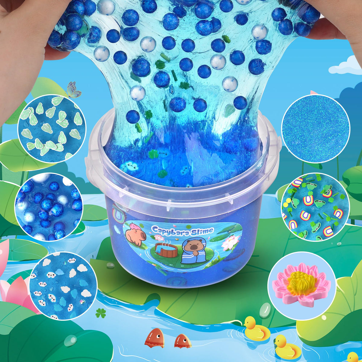 Joytry Capybara Slime Kit 10oz – Big Clear Slime Bucket + 8 Add-ins for Kids