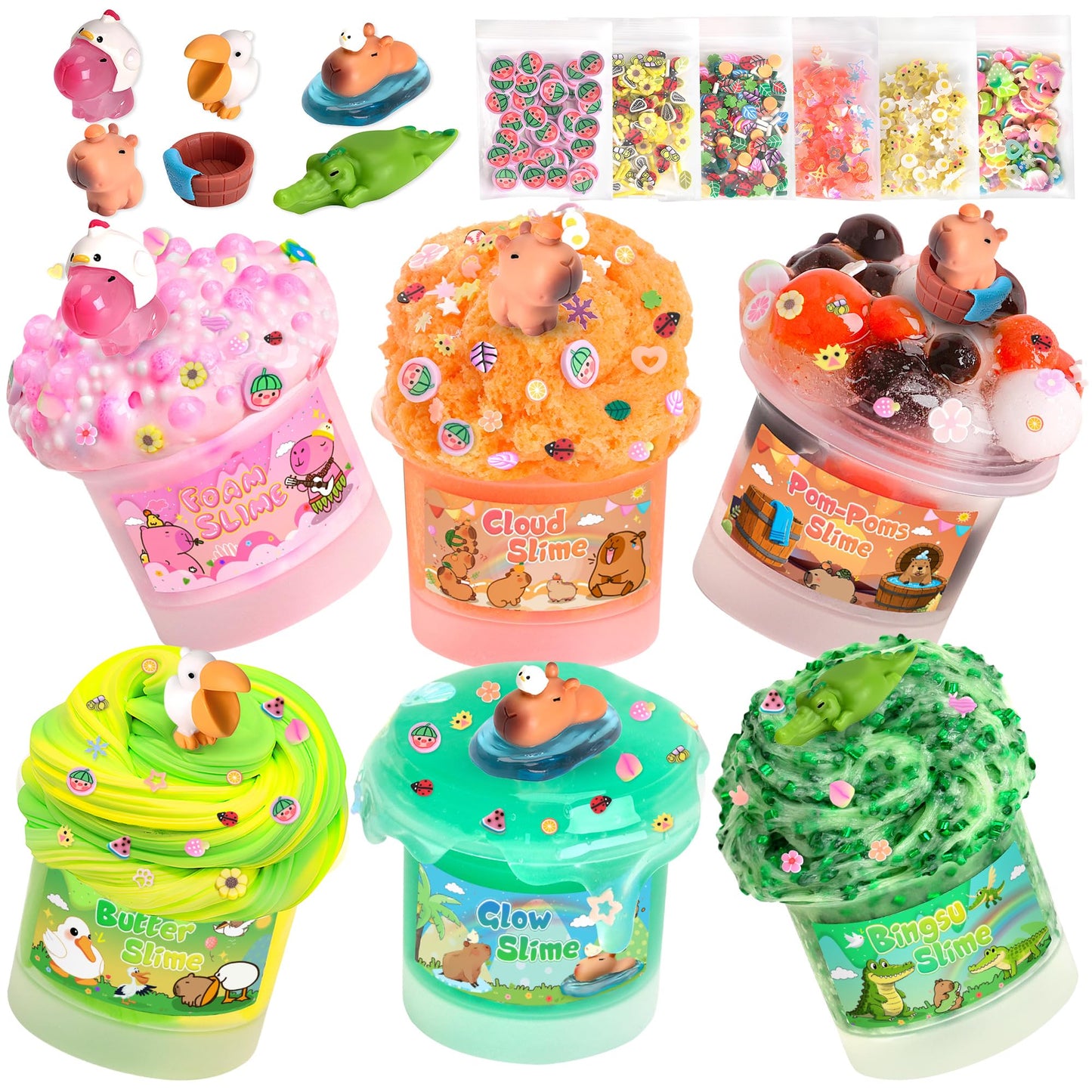 Joytry Capybara Slime Kit – 20oz, 6 Textures, Glow-in-the-Dark, ASMR Fun for Ages 8+