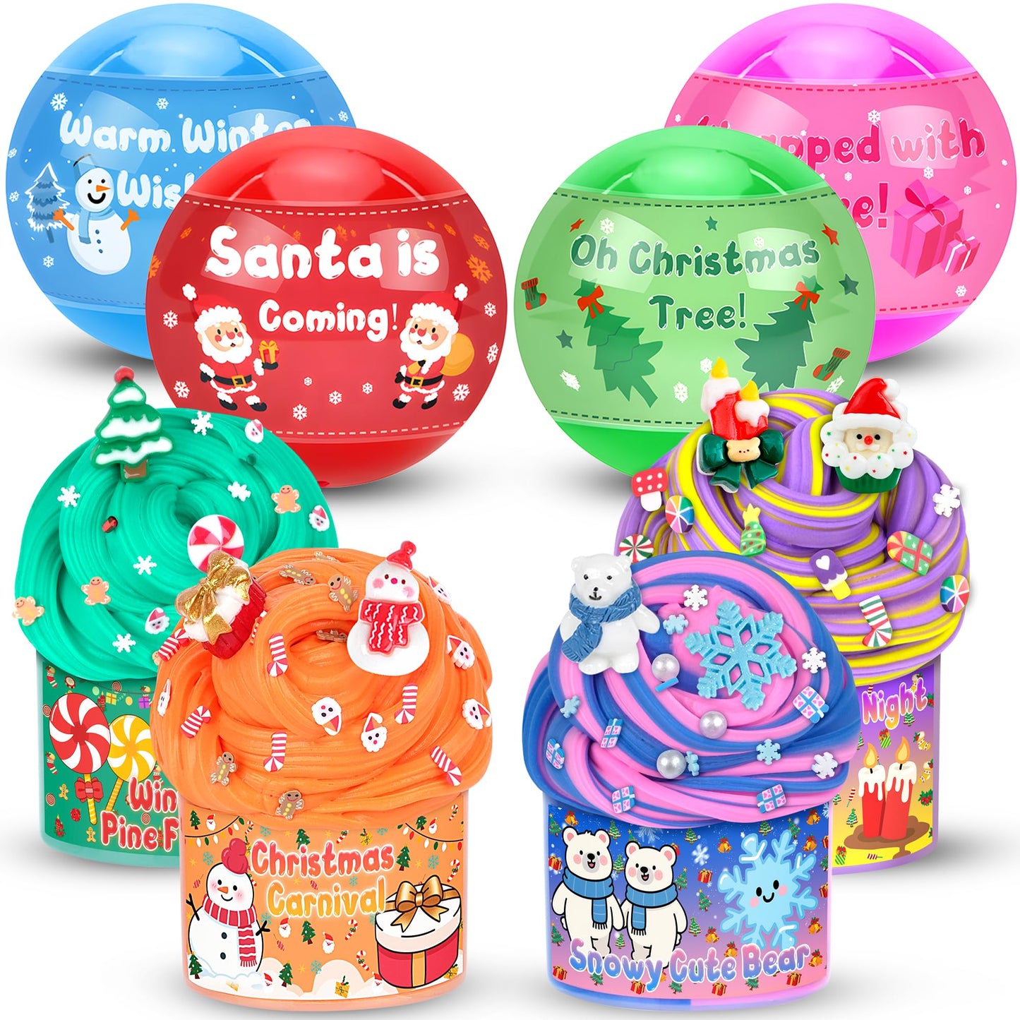 Joytry Christmas Stocking Stuffers: 4-Pack Butter Slime Balls Kit for Kids