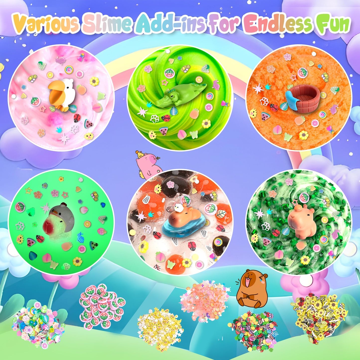 Joytry Capybara Slime Kit – 20oz, 6 Textures, Glow-in-the-Dark, ASMR Fun for Ages 8+