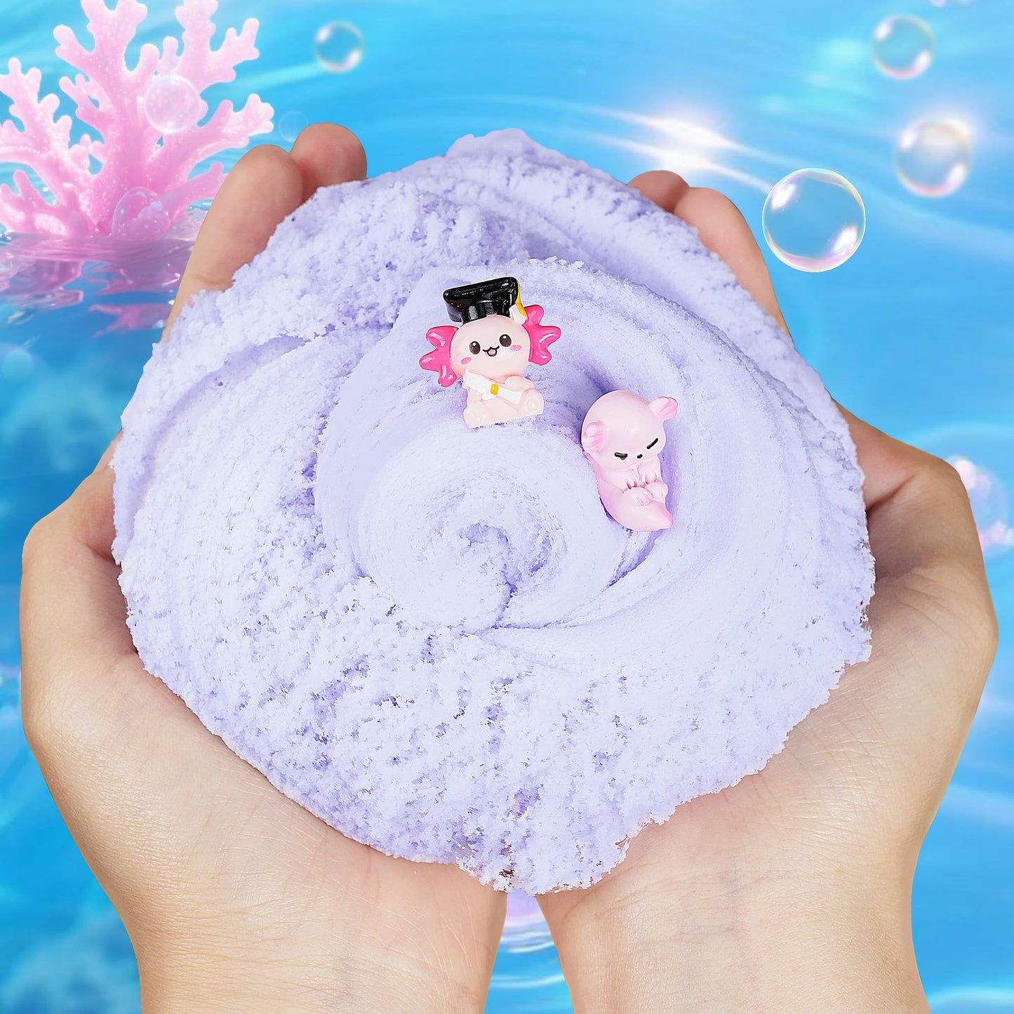 Joytry Axolotl Cloud Slime Kit Two-Pack – 14oz Non-Sticky DIY Slime with Charms & Glitter