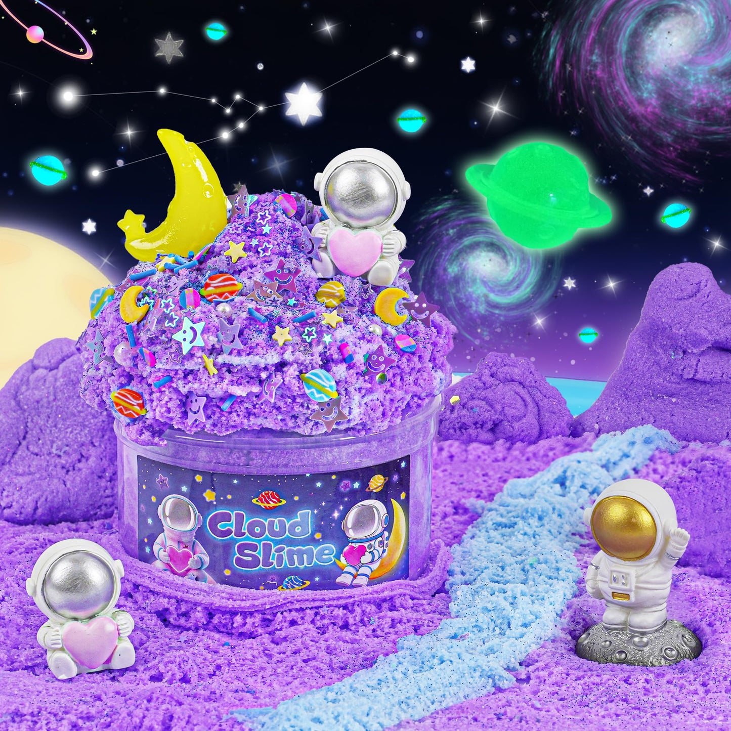 Joytry Galaxy Cloud Slime Kit – Glow-in-the-Dark Space Slime for Kids | Valentines Day Gifts & Classroom Favors