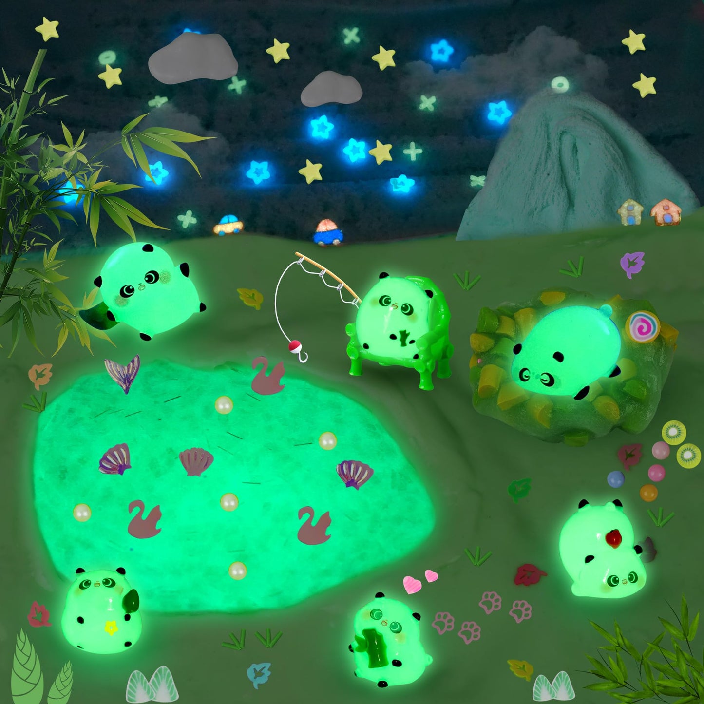 Joytry Panda Slime Kit — 6x100ml Slimes for Sensory Play, Glow in the Dark