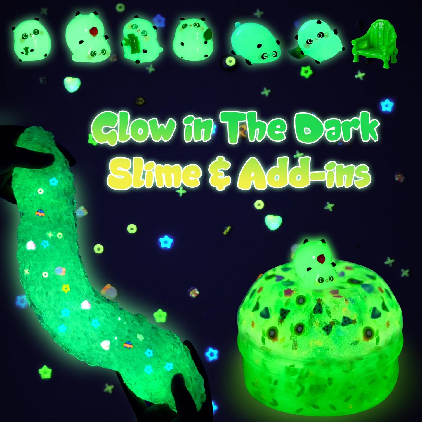 Joytry Panda Slime Kit — 6x100ml Slimes for Sensory Play, Glow in the Dark