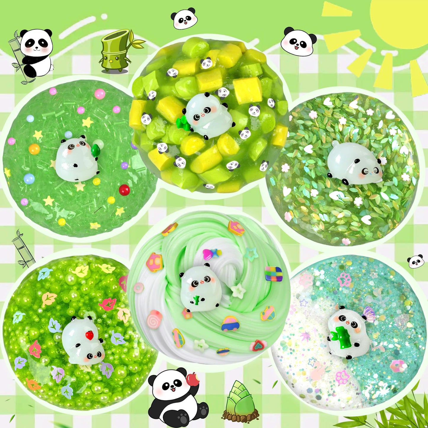 Joytry Panda Slime Kit — 6x100ml Slimes for Sensory Play, Glow in the Dark