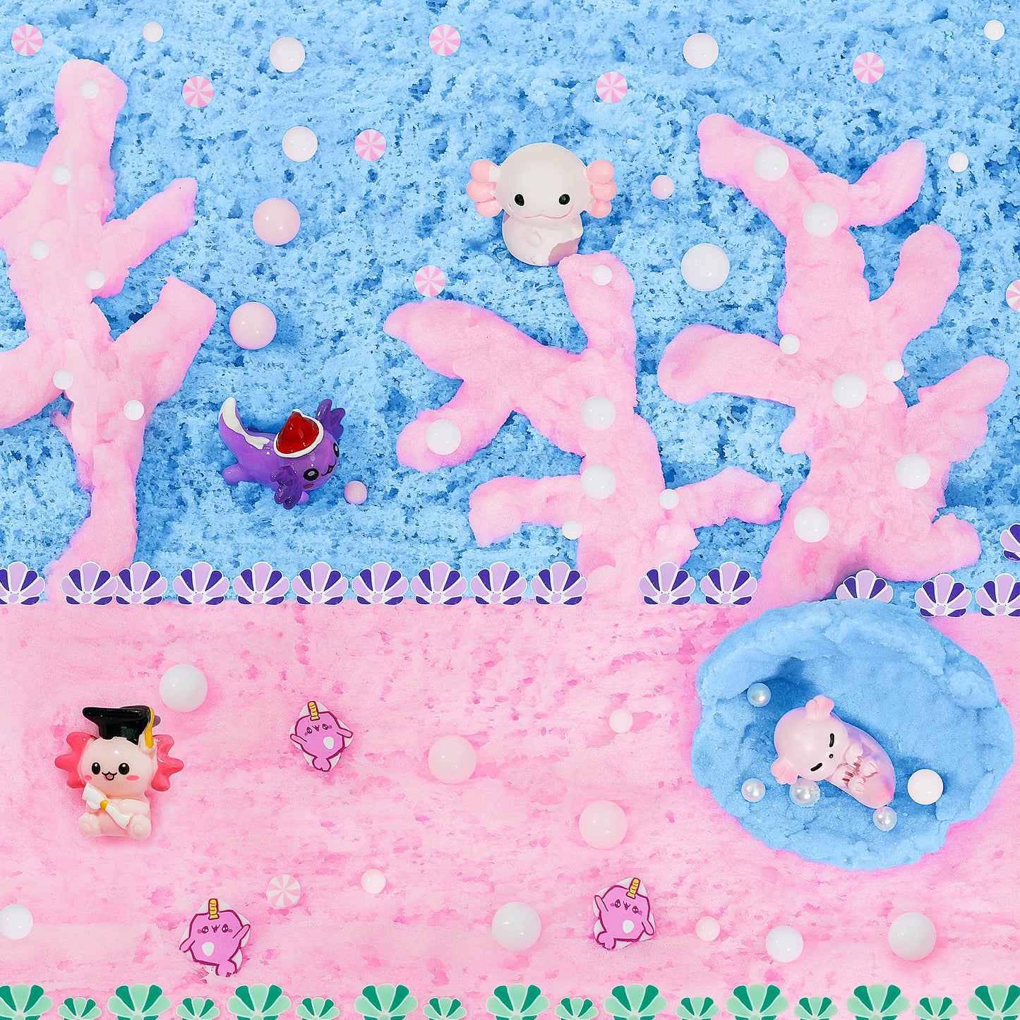 Joytry Axolotl Cloud Slime Kit Two-Pack – 14oz Non-Sticky DIY Slime with Charms & Glitter