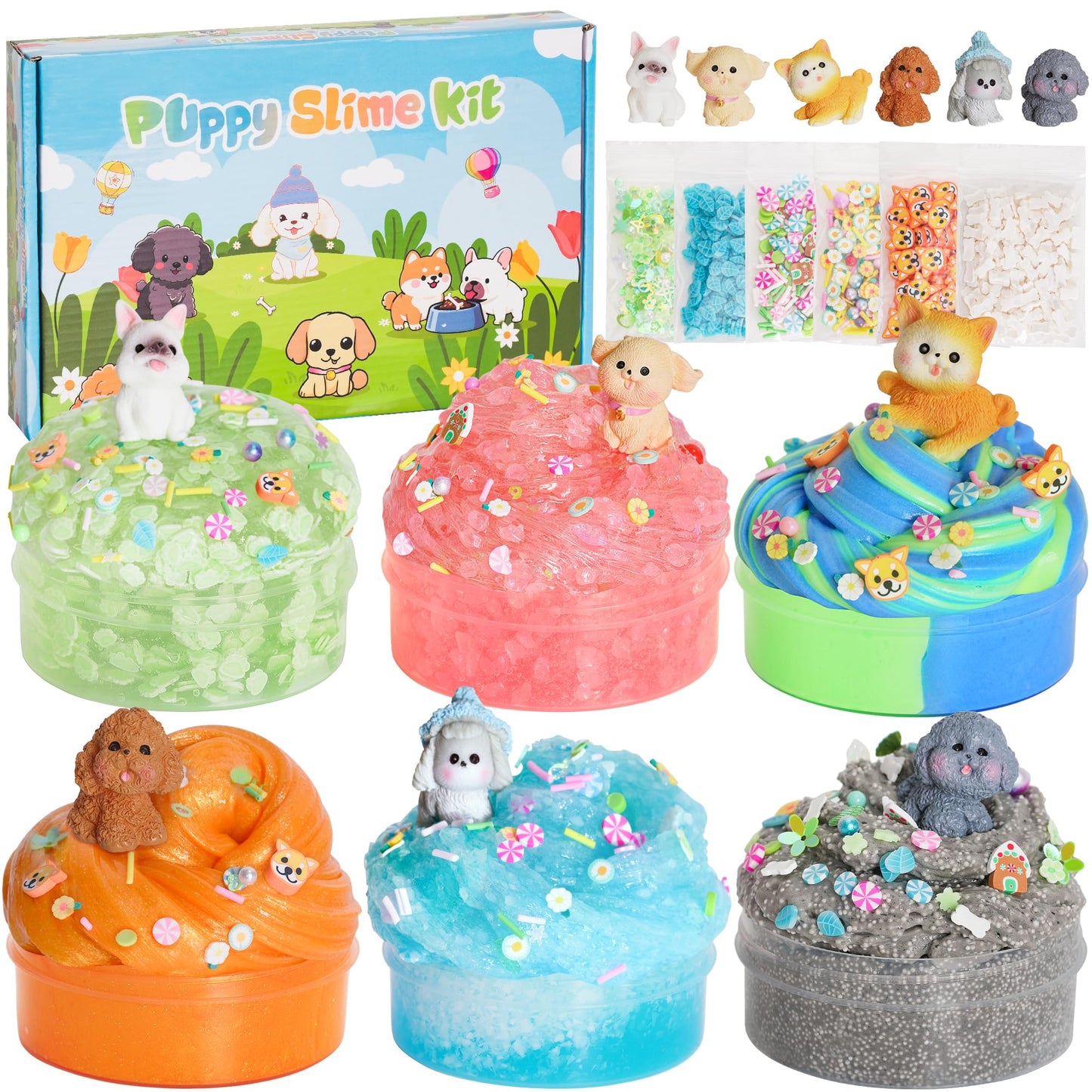 Joytry Puppy Slime Kit 20oz — 6 Textures, Glow in the Dark Slime Pack
