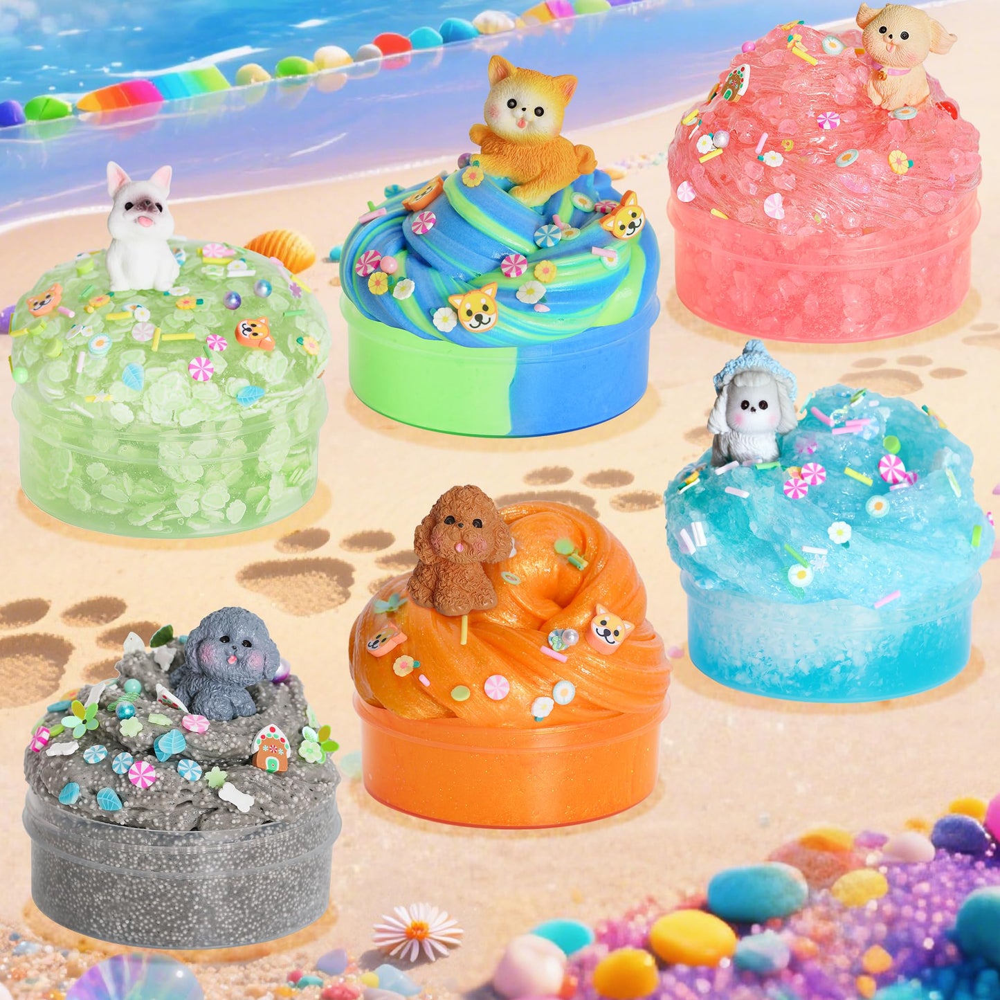Joytry Puppy Slime Kit 20oz — 6 Textures, Glow in the Dark Slime Pack