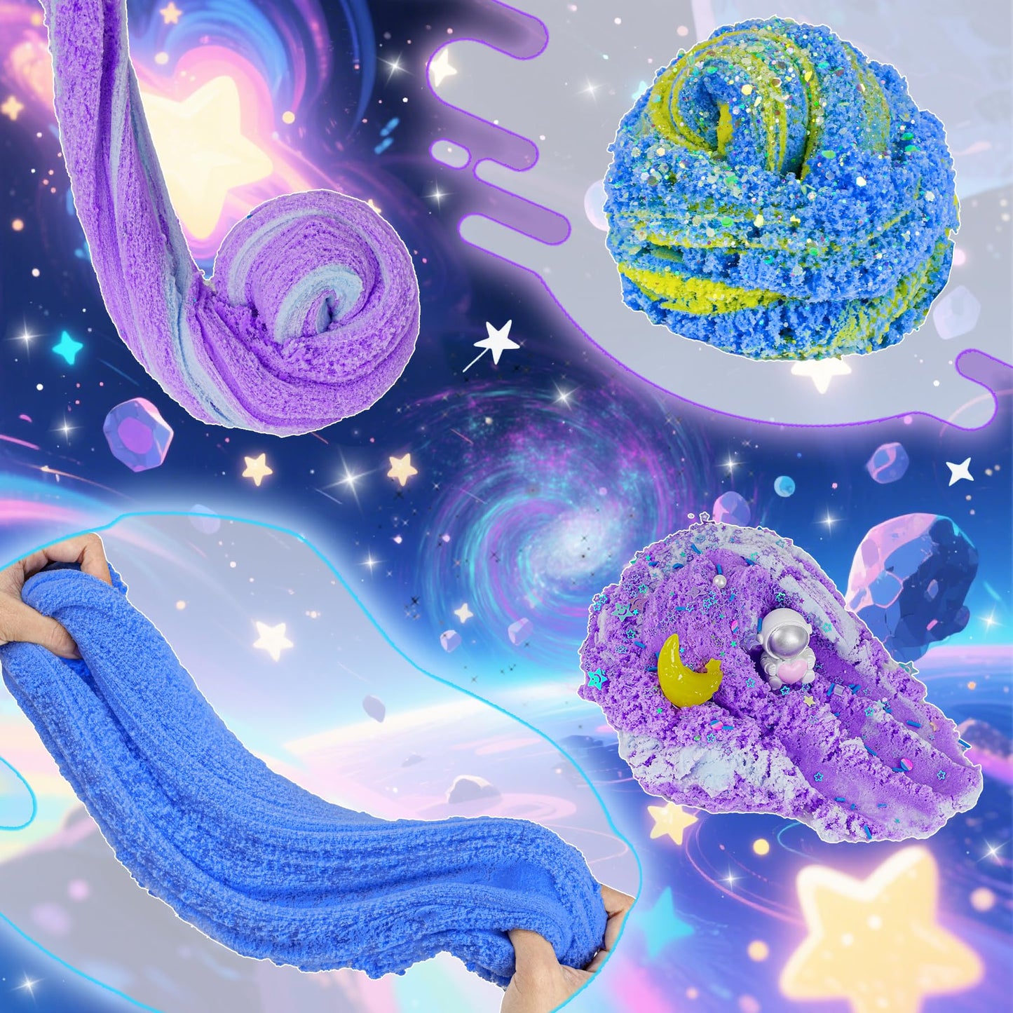 Joytry Galaxy Cloud Slime Kit – Glow-in-the-Dark Space Slime for Kids | Valentines Day Gifts & Classroom Favors