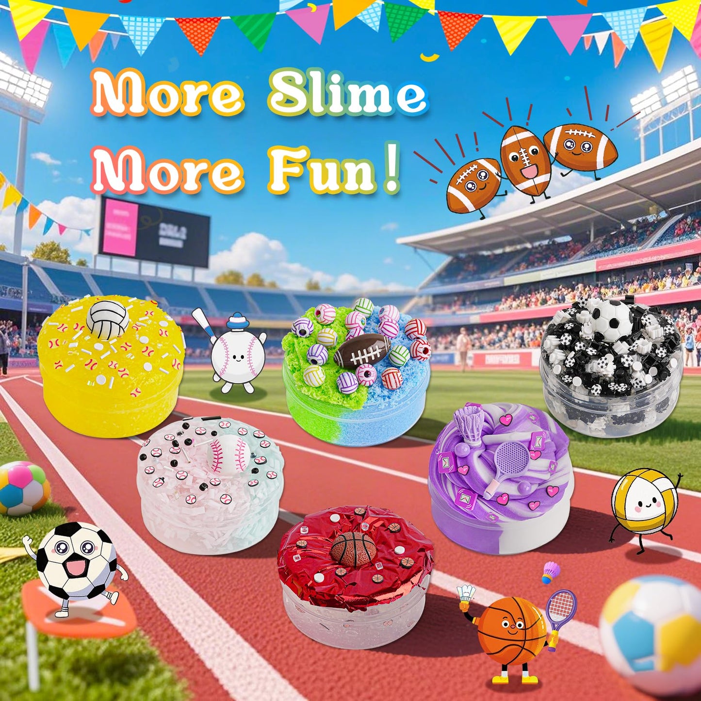 Joytry Sports Slime Kit 20oz (6 Textures) – Cloud, Butter, Snow Fizz & More