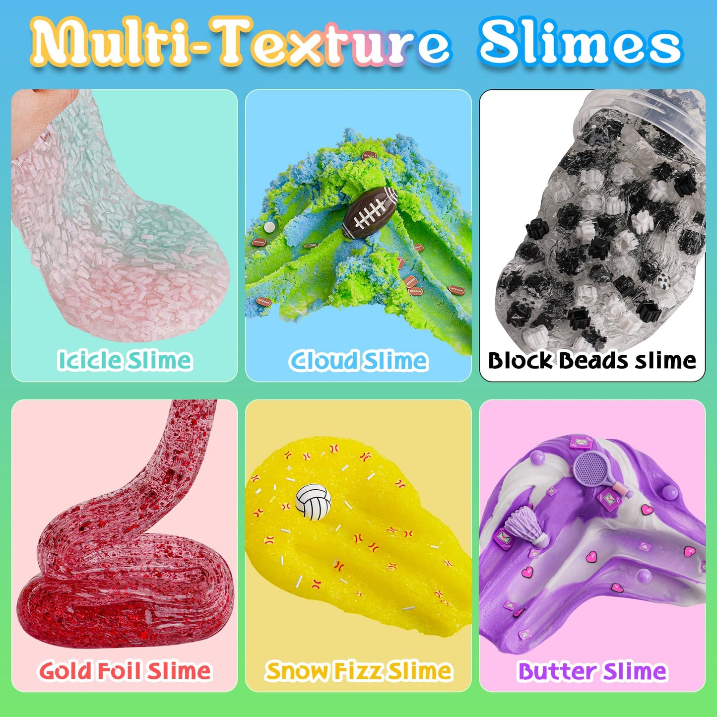 Joytry Sports Slime Kit 20oz (6 Textures) – Cloud, Butter, Snow Fizz & More