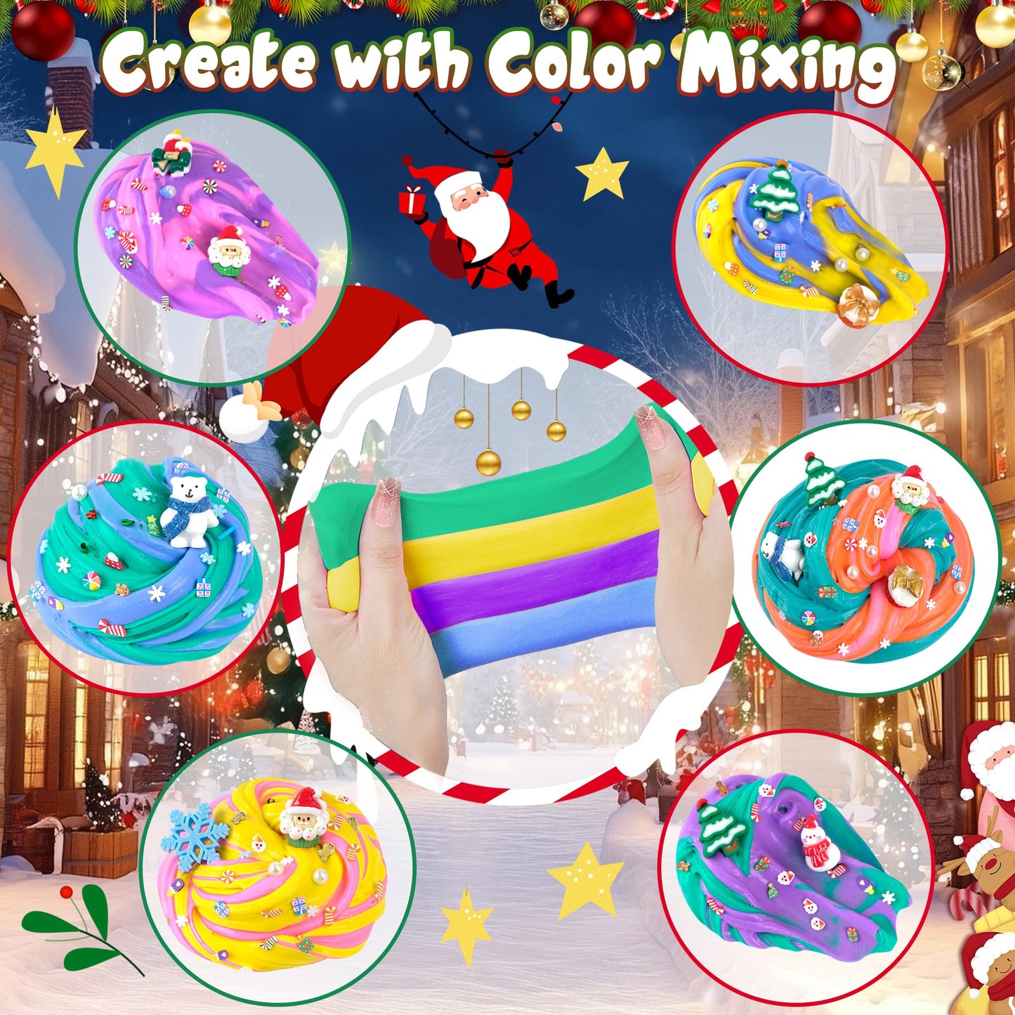 Joytry Christmas Stocking Stuffers: 4-Pack Butter Slime Balls Kit for Kids