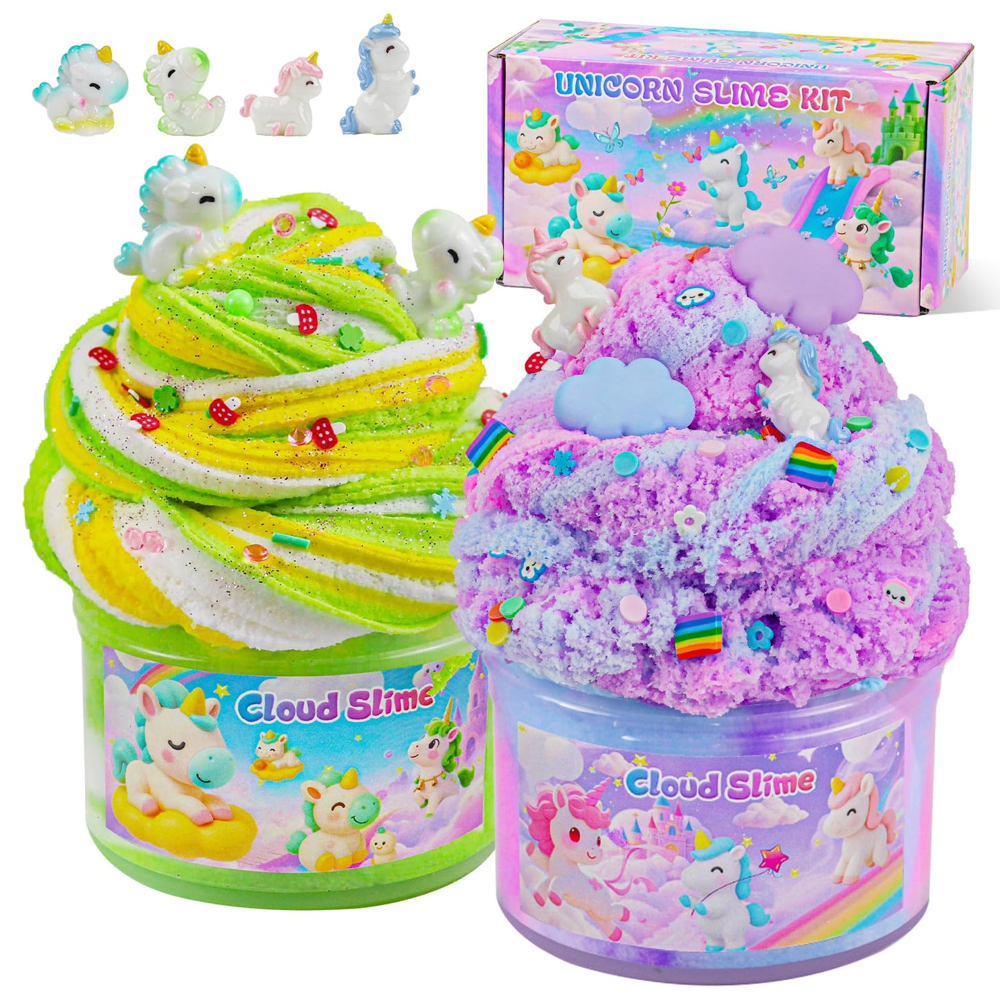 Joytry Unicorn Cloud Slime2 Kit 2 Pack – 14oz Non-Stick Glitter Slime