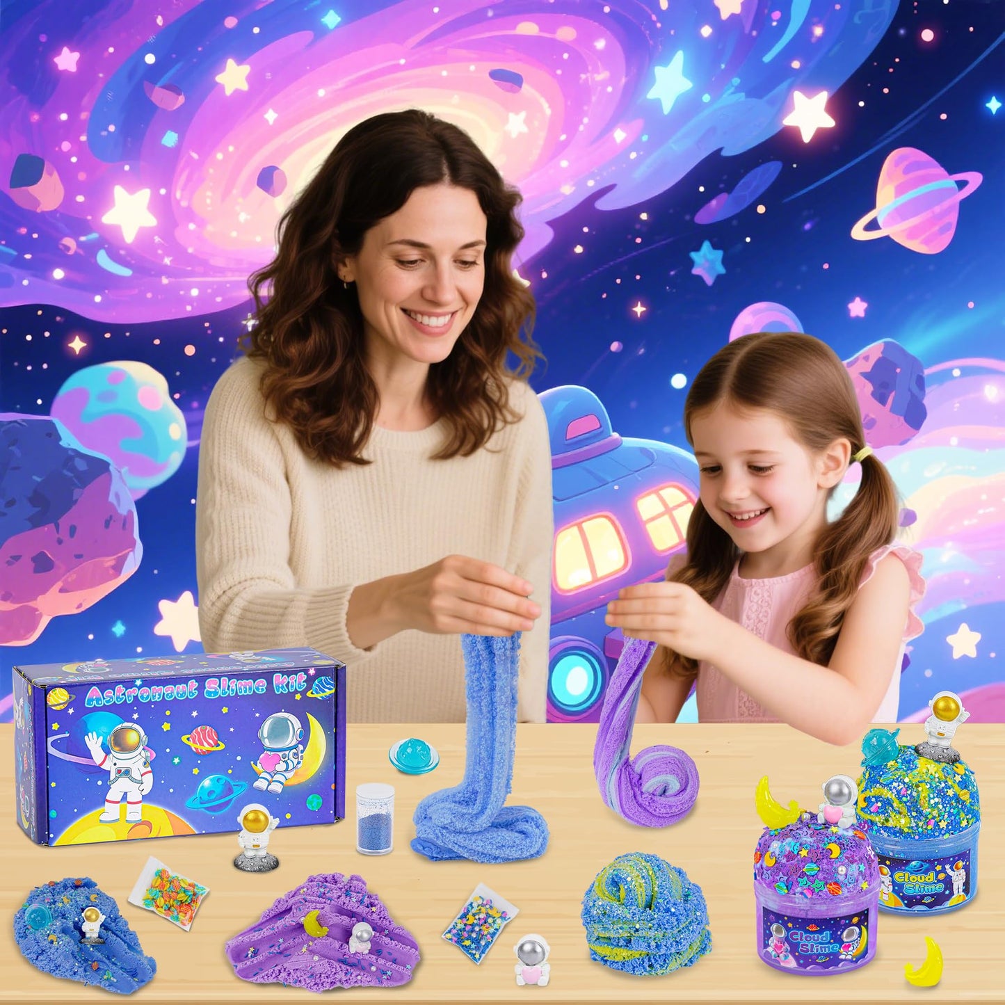 Joytry Galaxy Cloud Slime Kit – Glow-in-the-Dark Space Slime for Kids | Valentines Day Gifts & Classroom Favors