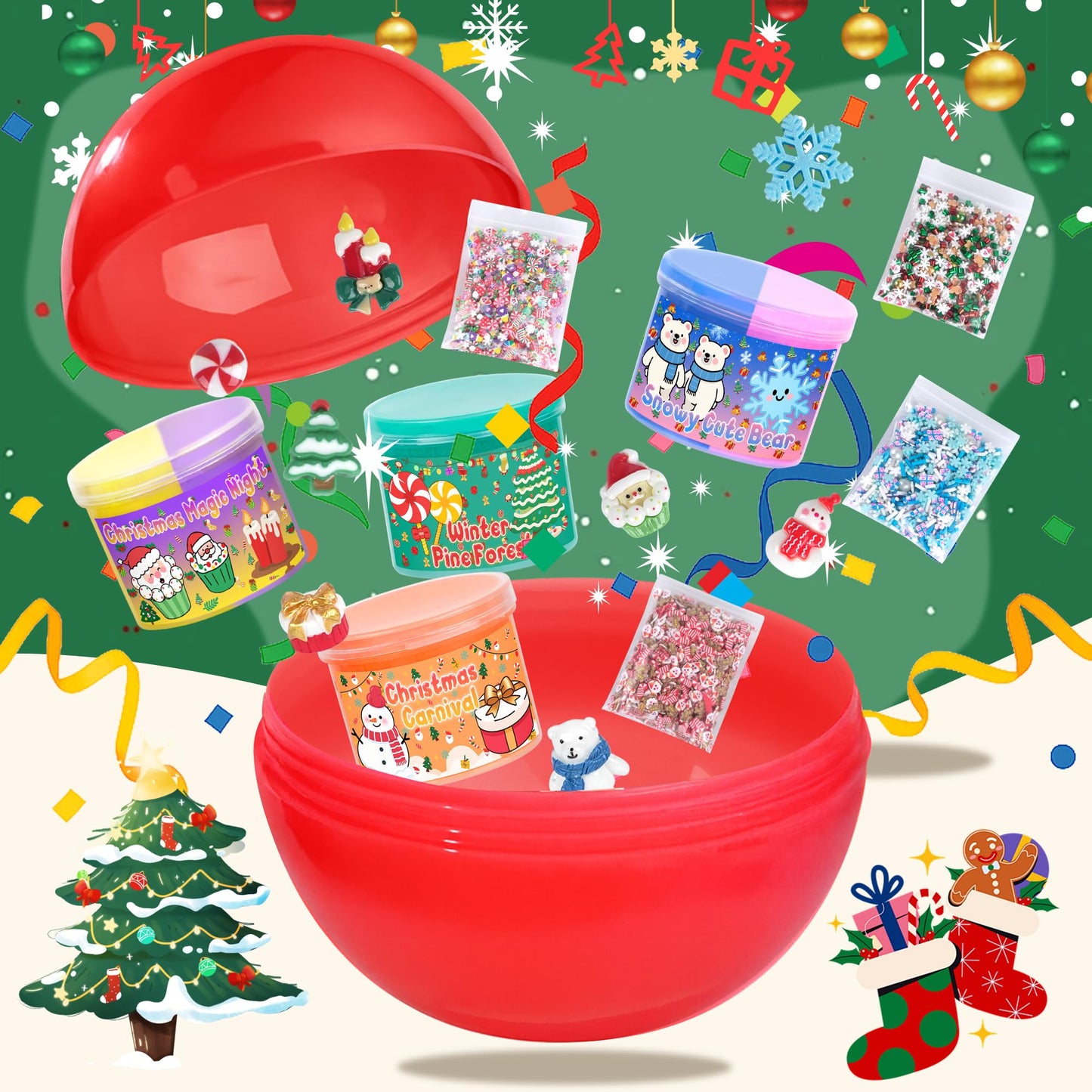 Joytry Christmas Stocking Stuffers: 4-Pack Butter Slime Balls Kit for Kids