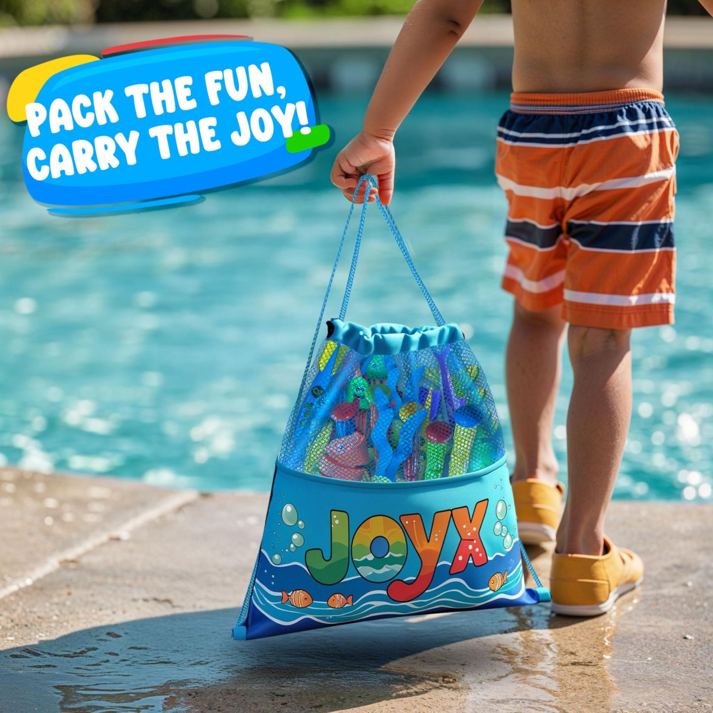 JoyX 35-Piece Diving Pool Toys Set with LED Cubes, Goggles & Dive Aids