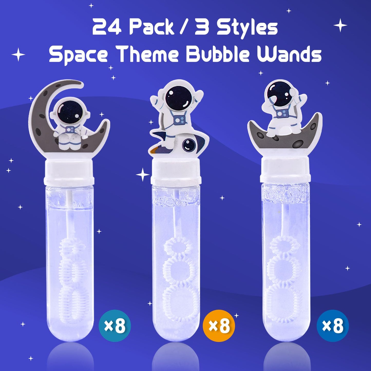 JOYYPOP 24-Pack Mini Space Bubble Wands – Astronaut Party Favors for Kids