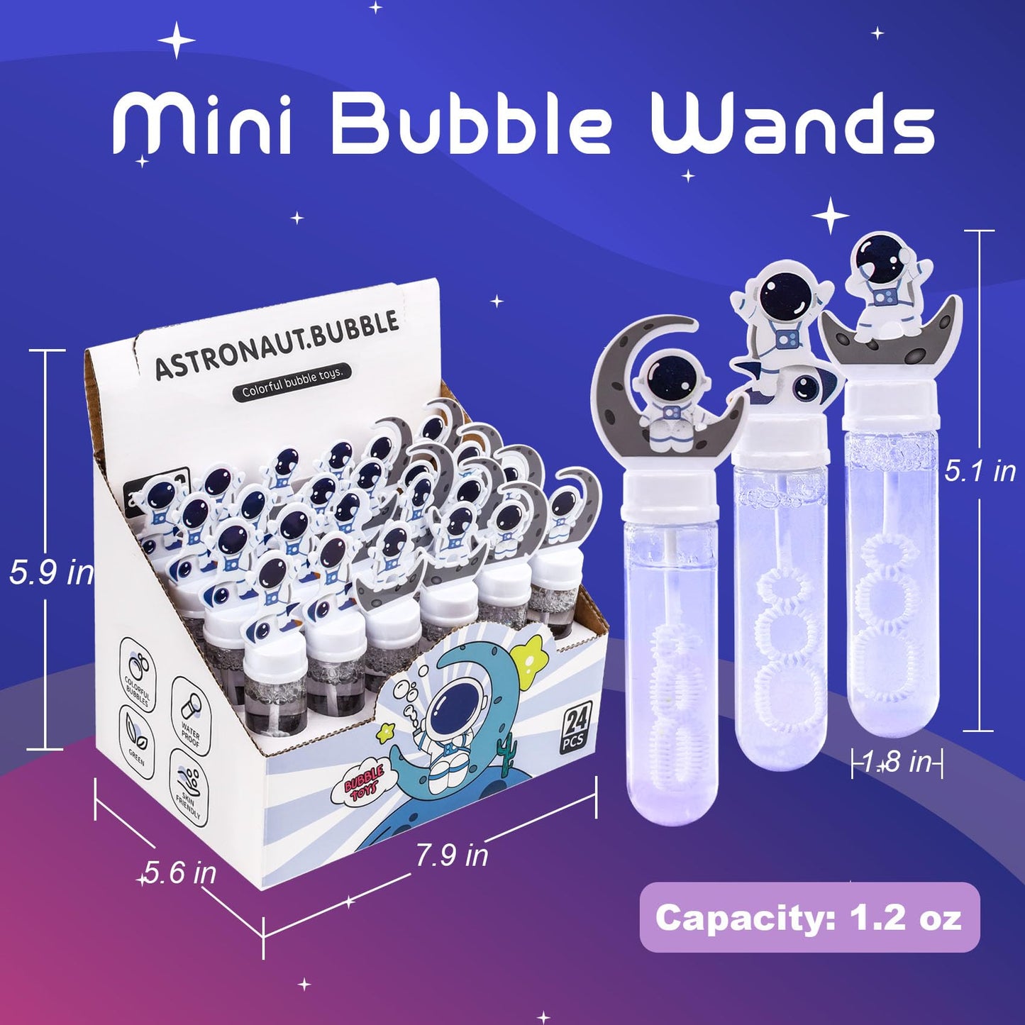 JOYYPOP 24-Pack Mini Space Bubble Wands – Astronaut Party Favors for Kids