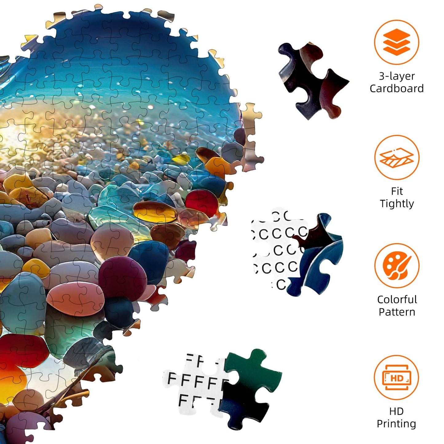 Jozutoyz Love Pebbles Beach 1000-Piece Jigsaw Puzzle for Adults – Difficult & Beautiful