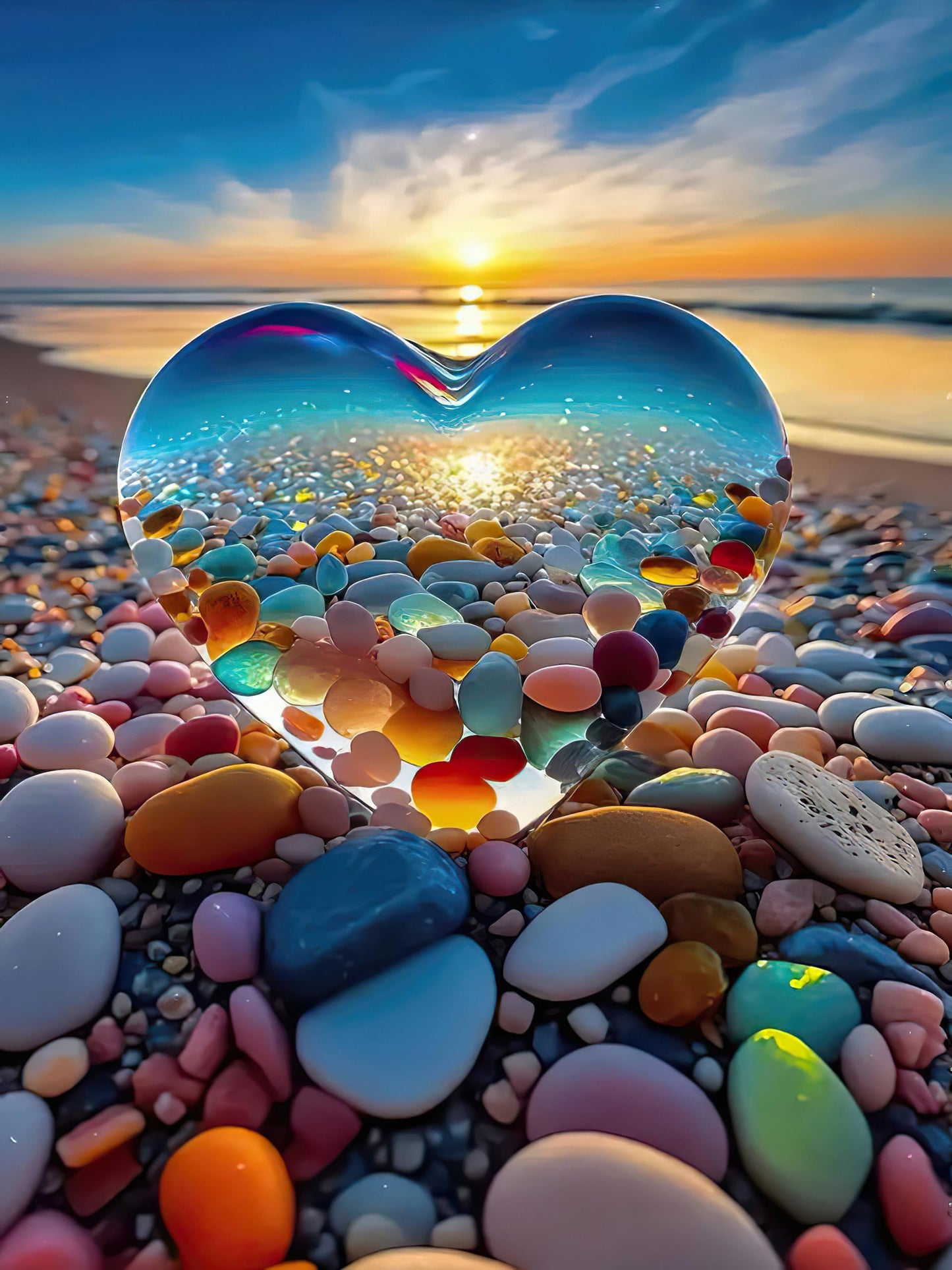 Jozutoyz Love Pebbles Beach 1000-Piece Jigsaw Puzzle for Adults – Difficult & Beautiful