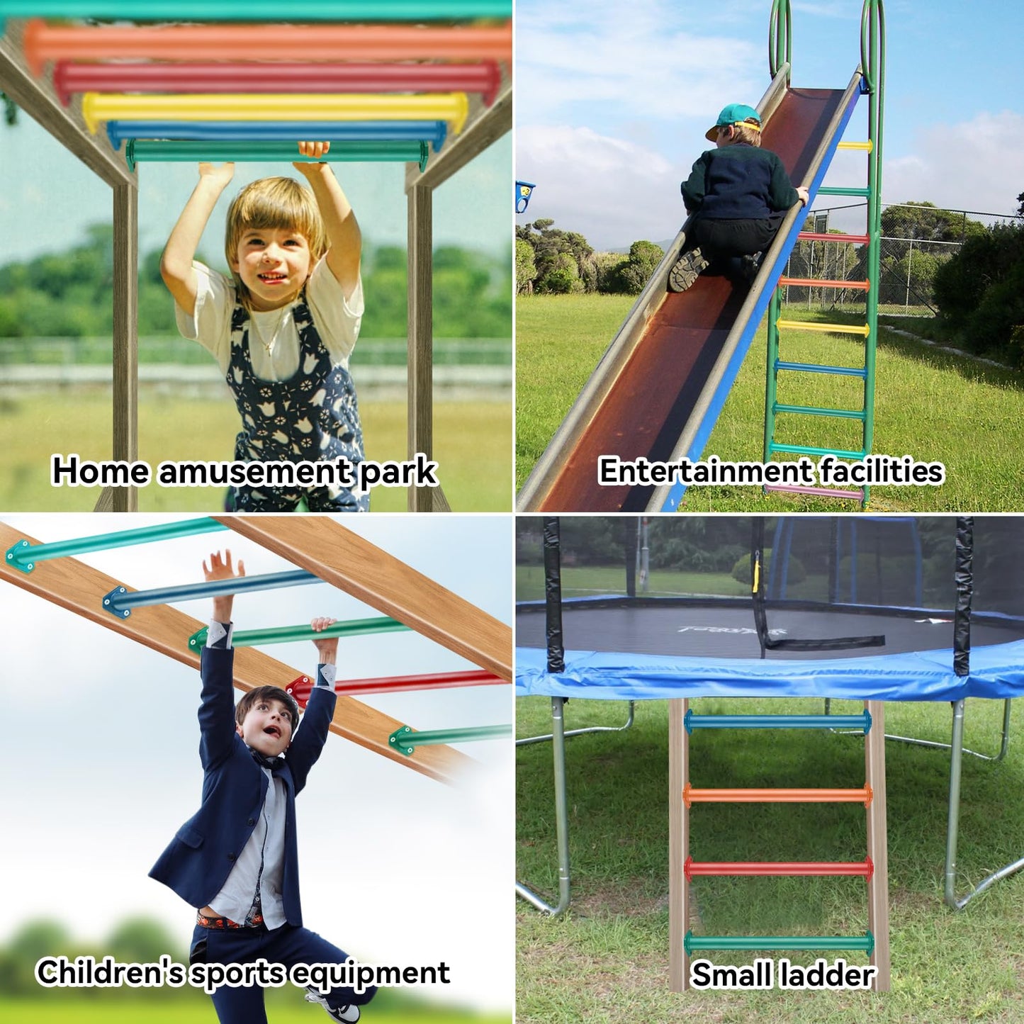JPOIP 7-Color 22-Inch Steel Monkey Bars Set – Indoor & Outdoor Backyard Playground Kit (7 Pack)
