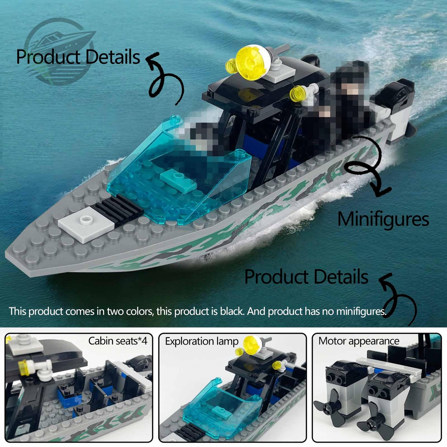JQARCH Speed Boat Building Blocks Sets – City Coast Guard, Police, Fire & Rescue