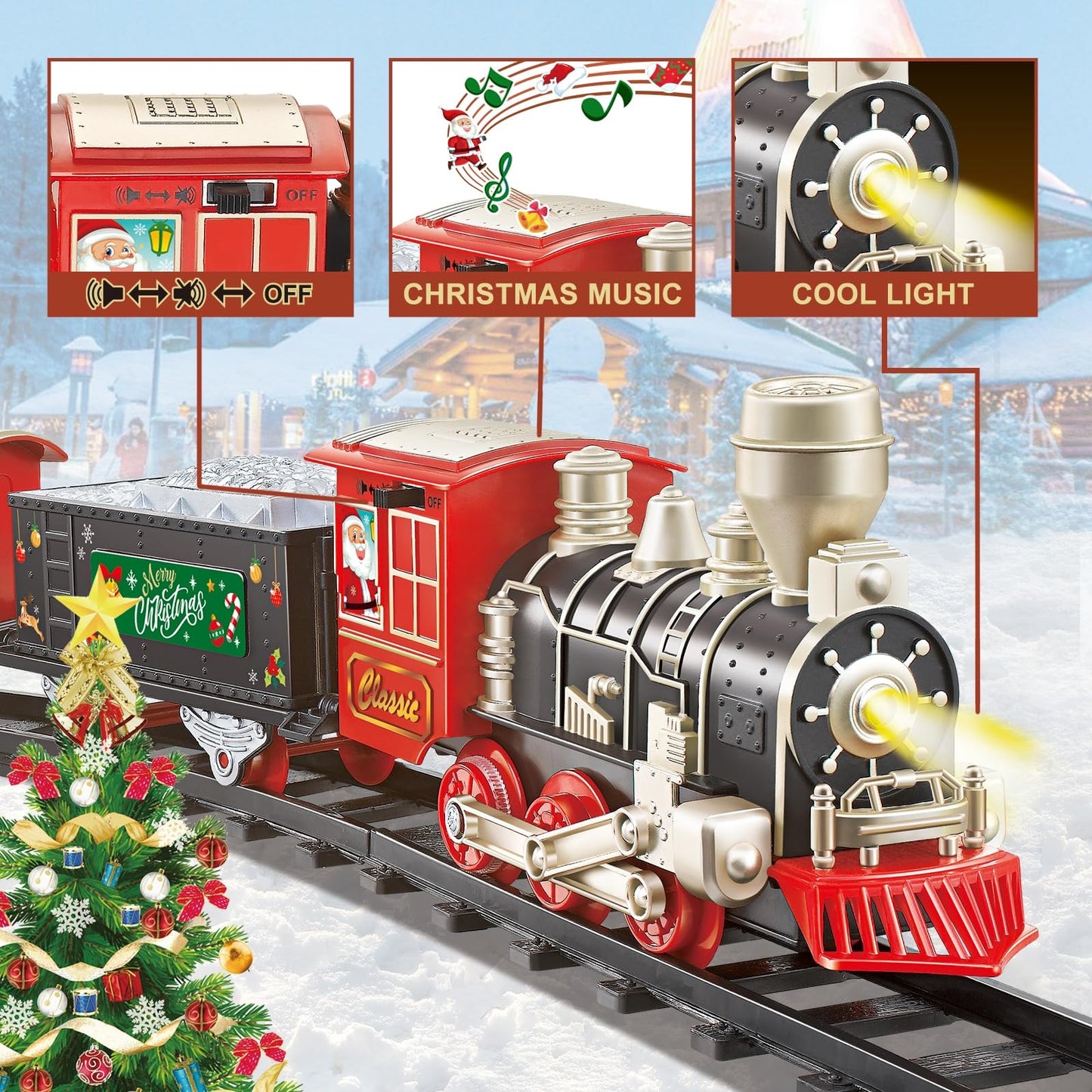 JQ JUQU Electric Train Set for Kids 4-8 — 20-Piece Track, Lights & Music