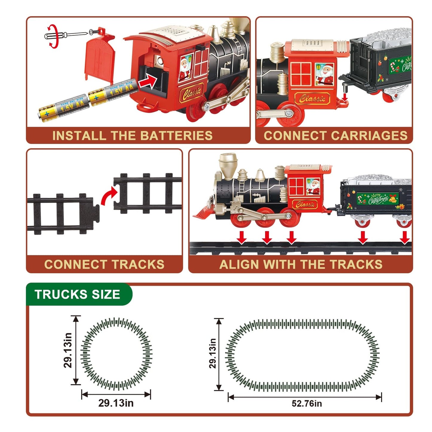 JQ JUQU Electric Train Set for Kids 4-8 — 20-Piece Track, Lights & Music