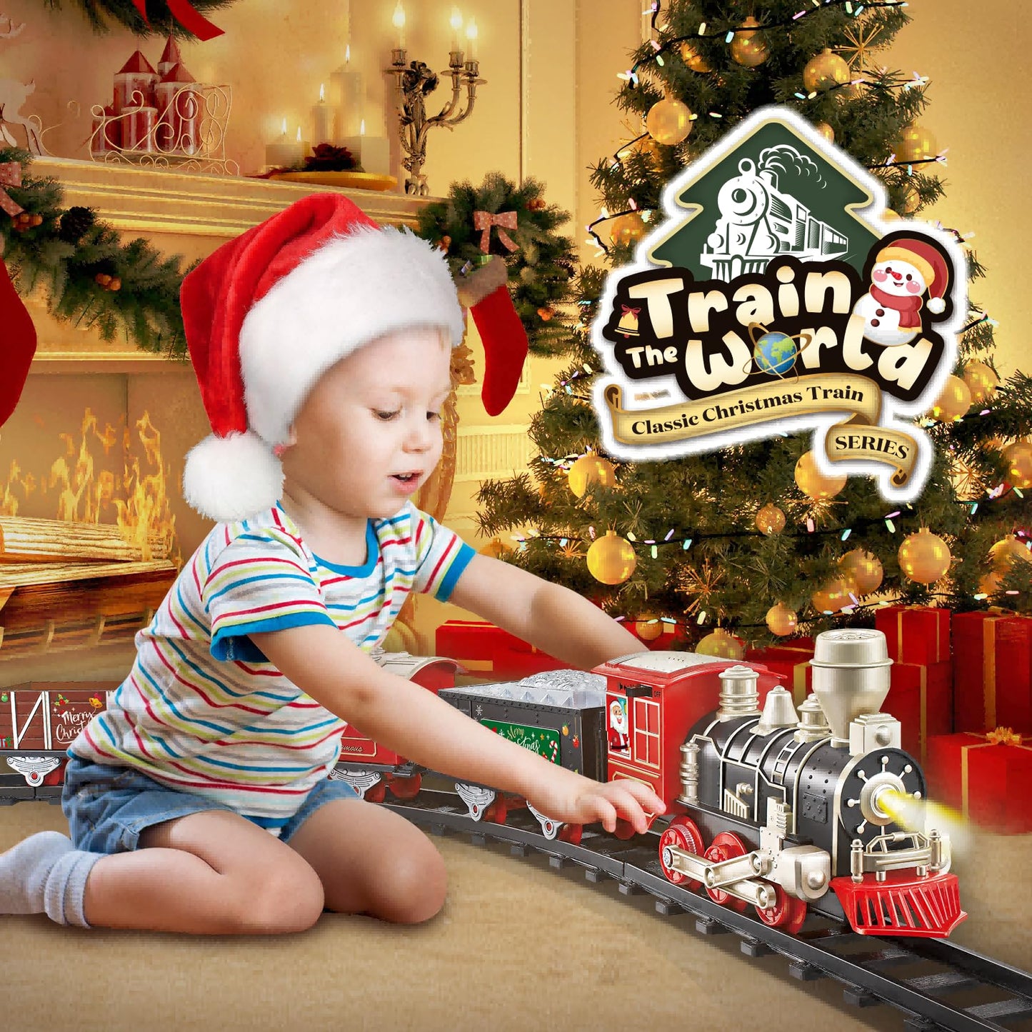 JQ JUQU Electric Train Set for Kids 4-8 — 20-Piece Track, Lights & Music