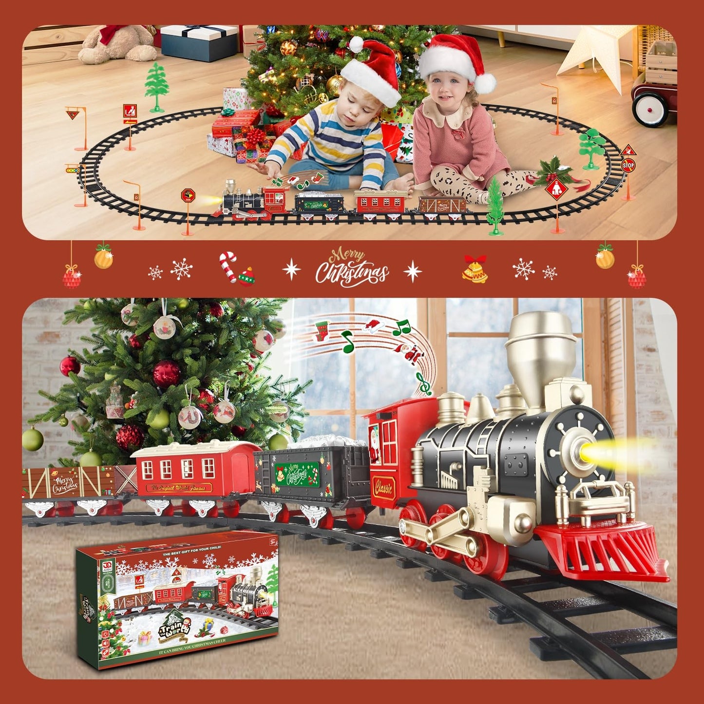 JQ JUQU Electric Train Set for Kids 4-8 — 20-Piece Track, Lights & Music