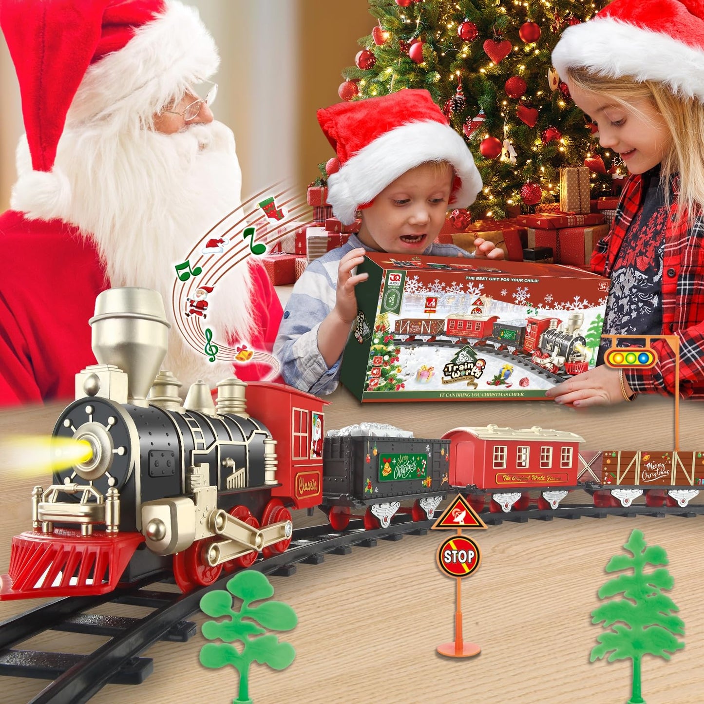 JQ JUQU Electric Train Set for Kids 4-8 — 20-Piece Track, Lights & Music