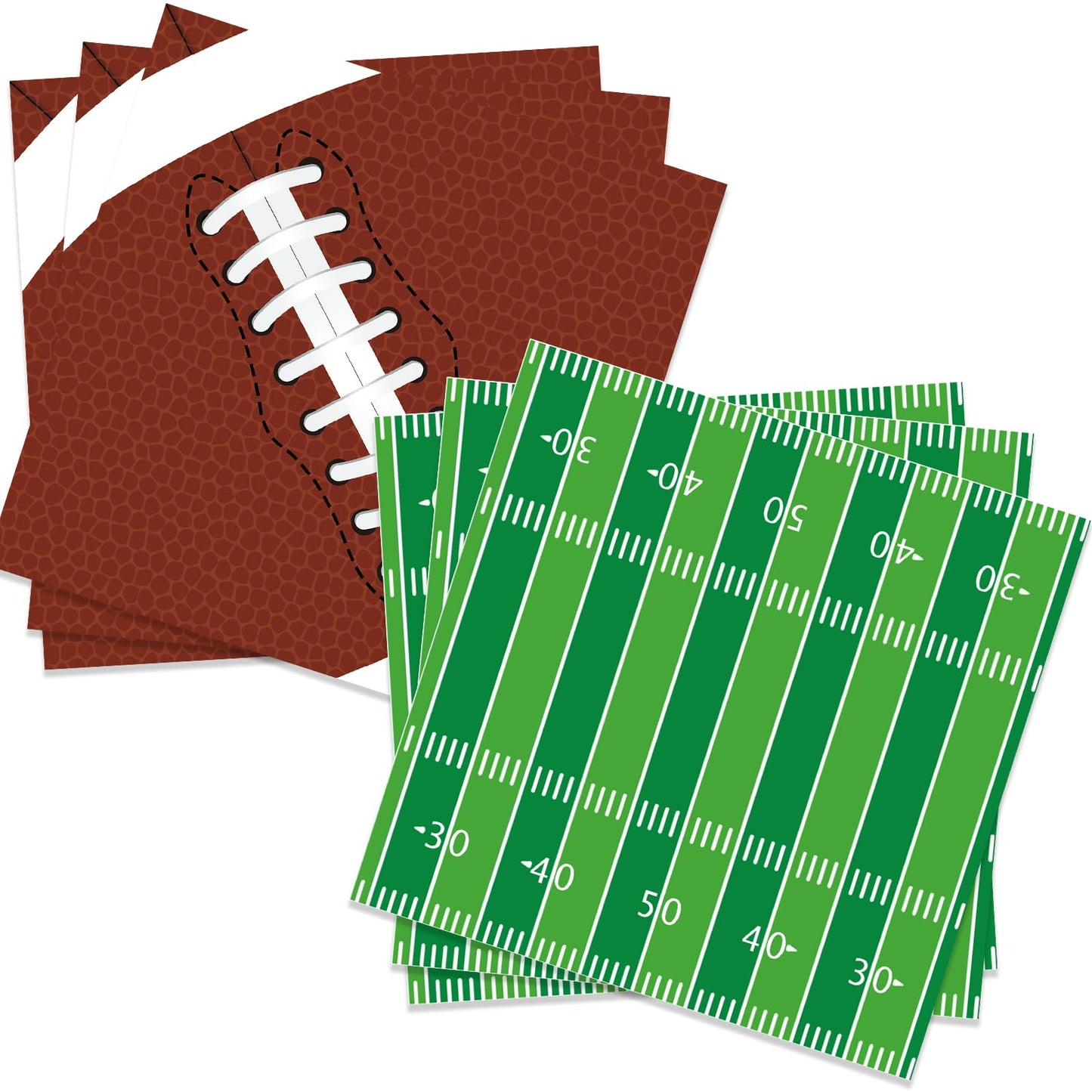Jremreo Pack of 50 Football Napkins – Brown Football & Green Field Designs, 13x13 Inches