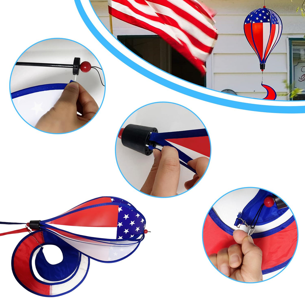 Jremreo 2 Pack 43-Inch Patriotic American Flag & Eagle Wind Spinner – Outdoor Garden Decor