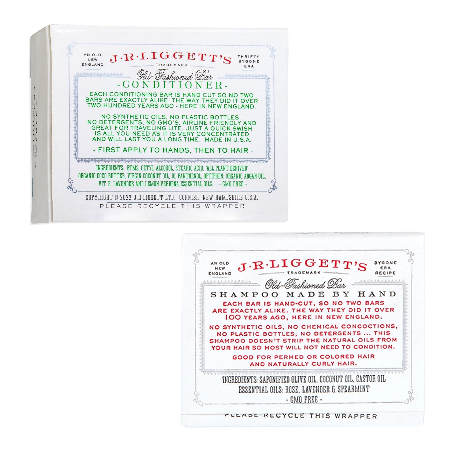J.R.LIGGETT'S Original Formula Shampoo Bar & Conditioner Bar - 2-Pack (Plant-Based, Sulfate-Free)