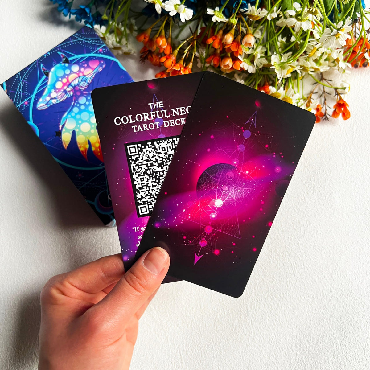 Jrskvaro Colorful Neon Tarot Cards Deck with Guidebook for Beginners – 78 Cards