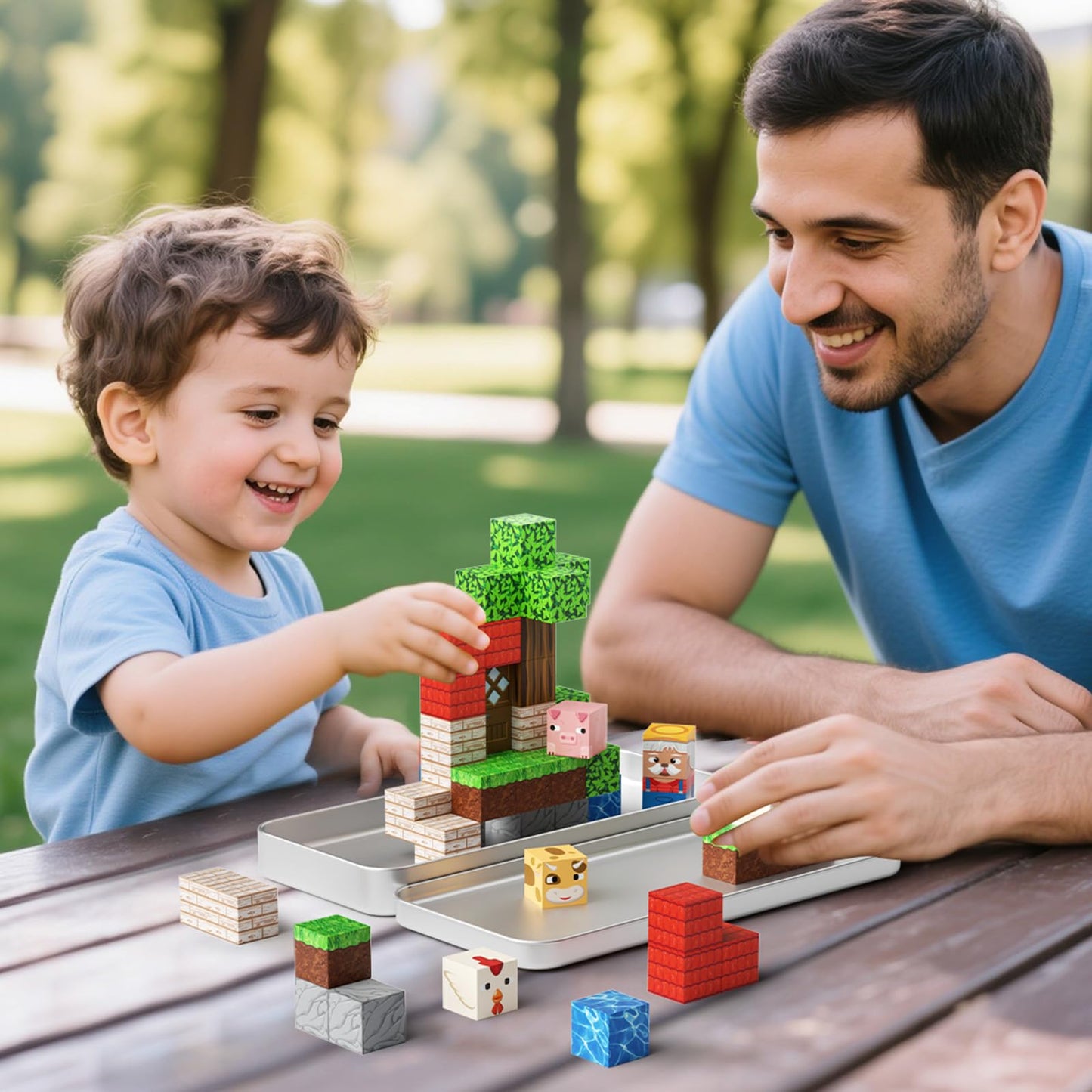 JSDKFJSA Mini Magnetic Blocks Farm Animals – 35-Piece Travel STEM Magnet Toy for Kids 3–8