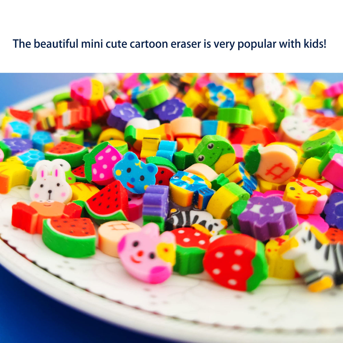 Jsehchya 300Pcs Mini Fun Erasers – Assorted Fruit & Animal Shapes for Kids
