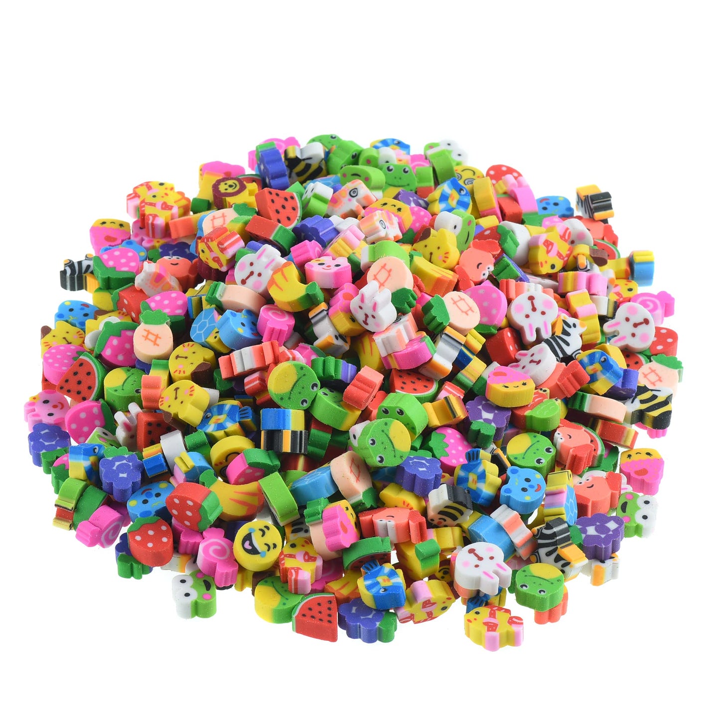 Jsehchya 300Pcs Mini Fun Erasers – Assorted Fruit & Animal Shapes for Kids