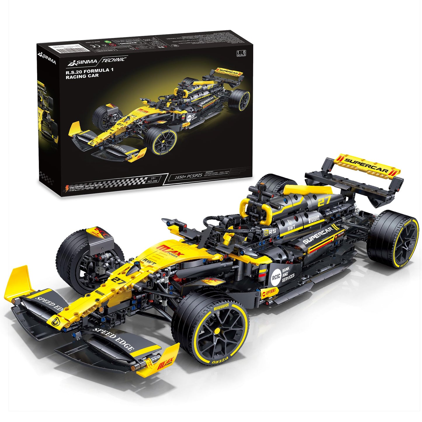 JSINMA Technic F1 RS20 Racing Car Kit – 1:8 Scale, 1650+ Pieces, Display Model, Gift for F1 Fans