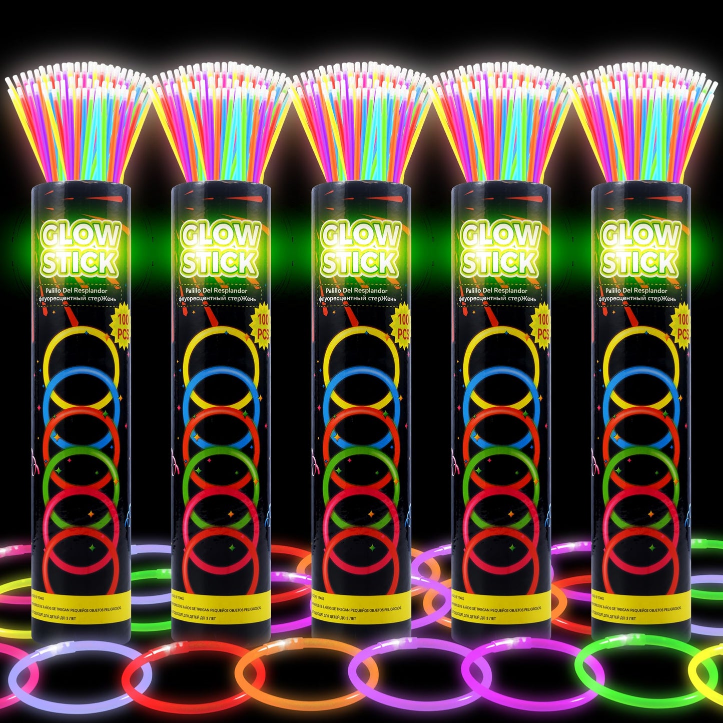 JSronms 500 Ultra Bright Glow Sticks – 8-inch Bulk Pack for Kids, Parties & Glow-in-the-Dark Decor