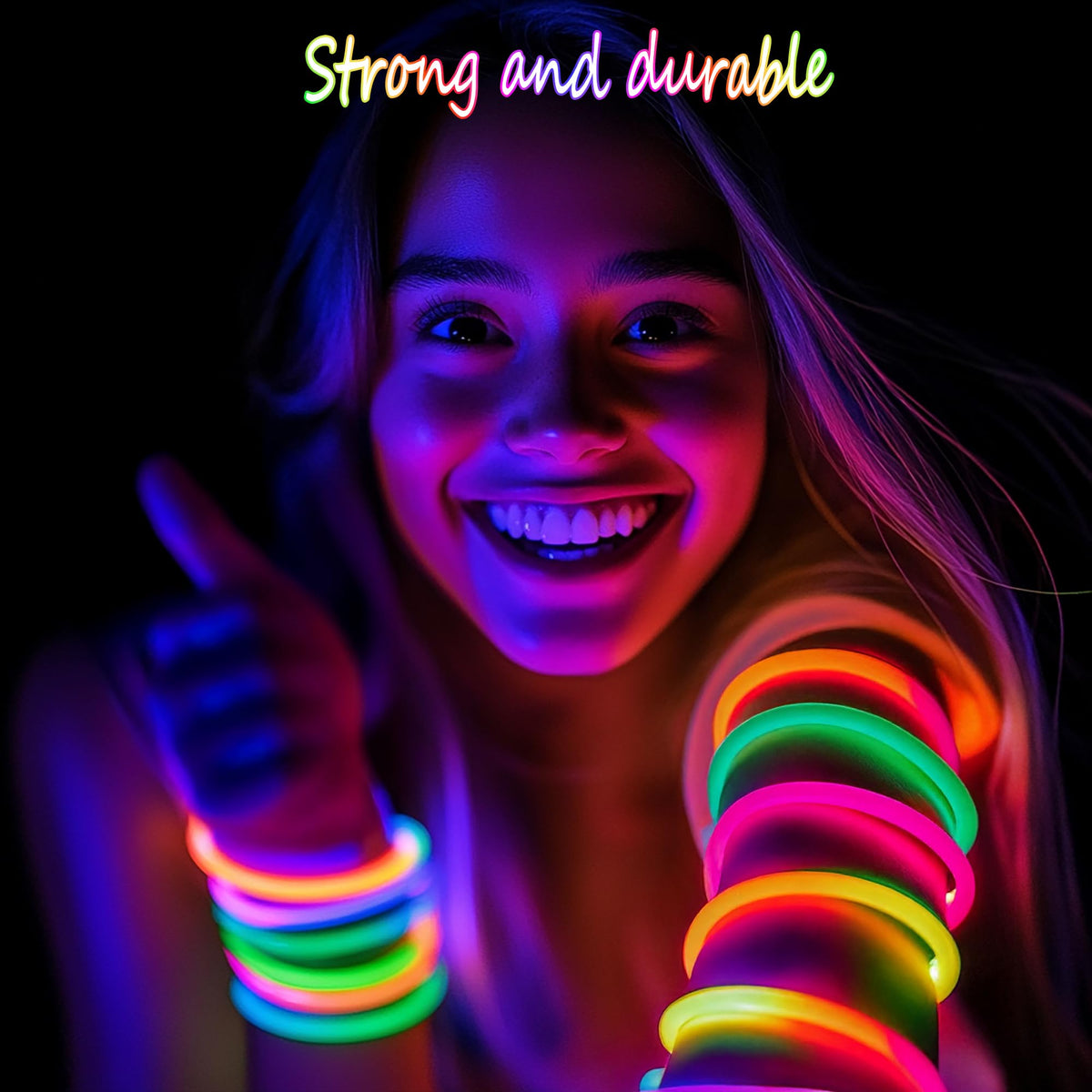 JSronms 300 Ultra Glow Sticks Bulk Party Pack – 8-inch Neon Glow Sticks with Bracelets & Necklaces