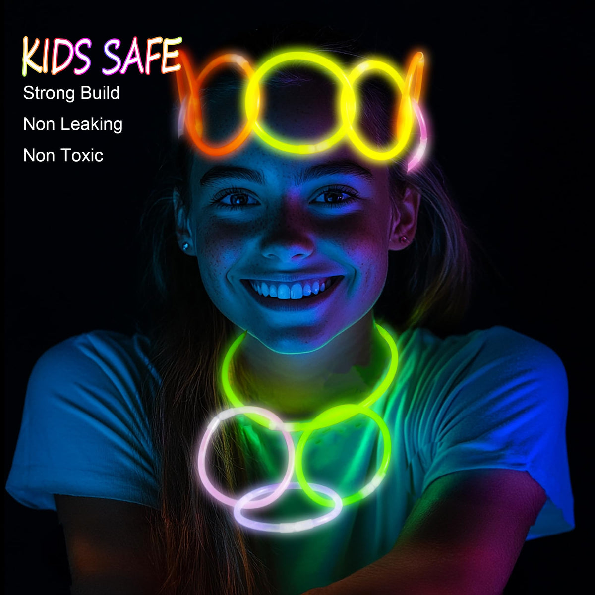 JSronms 300 Ultra Glow Sticks Bulk Party Pack – 8-inch Neon Glow Sticks with Bracelets & Necklaces