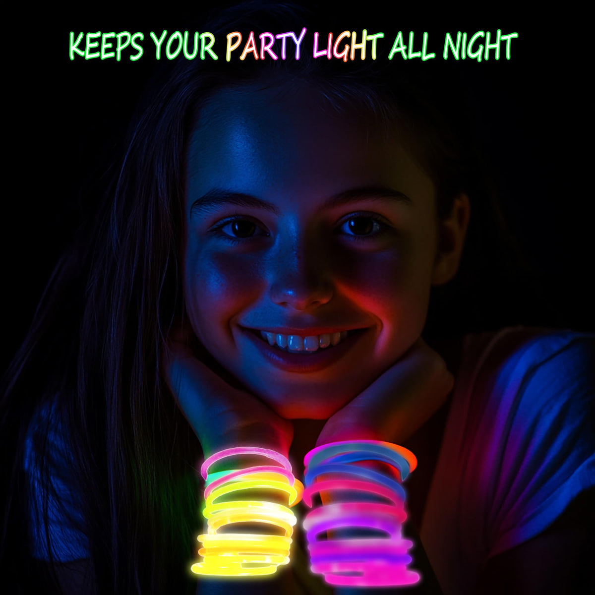 JSronms 300 Ultra Glow Sticks Bulk Party Pack – 8-inch Neon Glow Sticks with Bracelets & Necklaces
