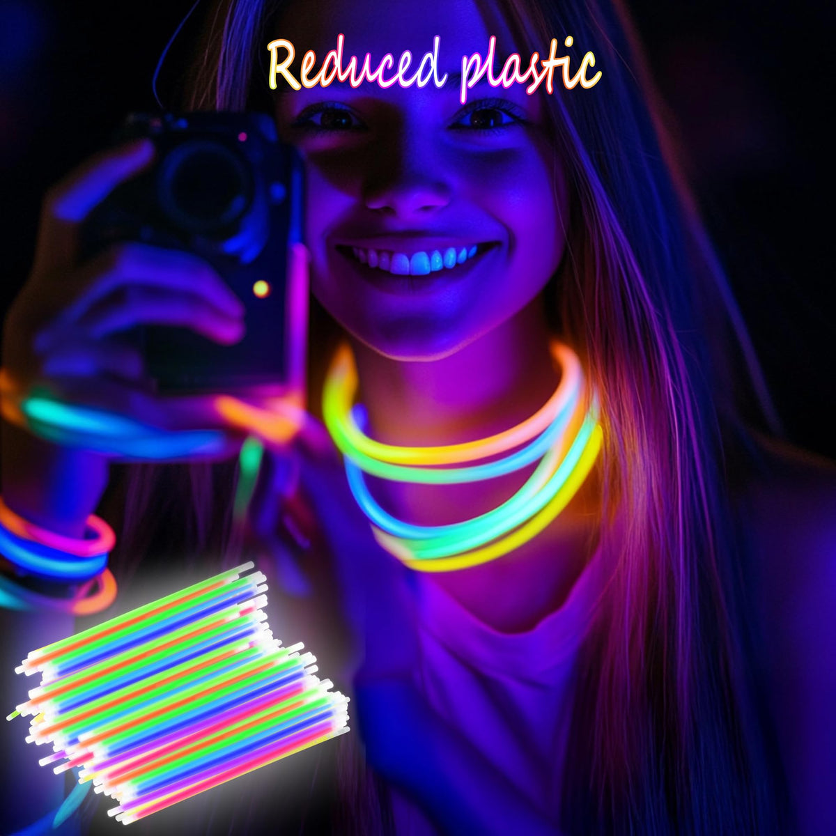 JSronms 300 Ultra Glow Sticks Bulk Party Pack – 8-inch Neon Glow Sticks with Bracelets & Necklaces