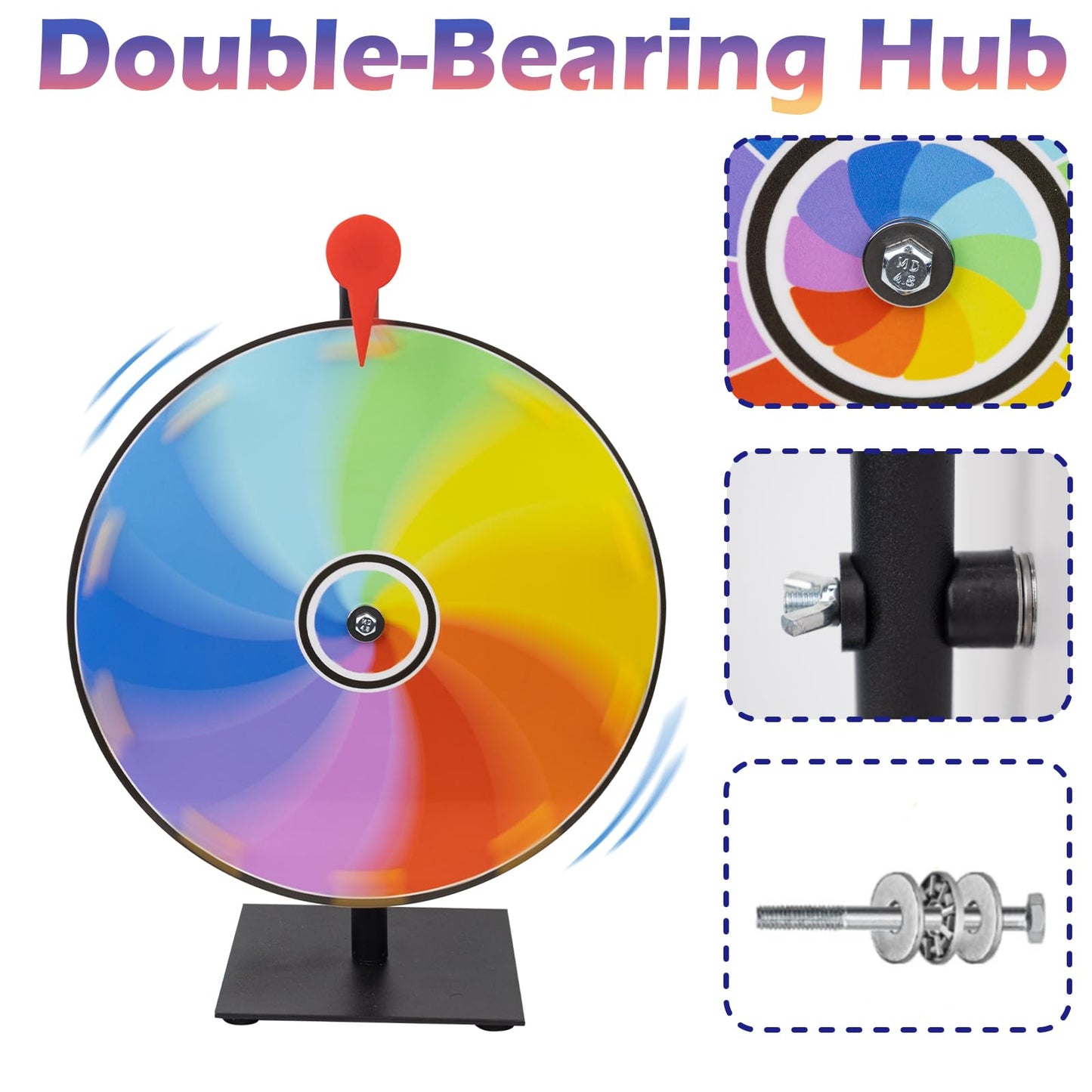 JstFrU 12-Inch Heavy-Duty Spinning Prize Wheel – 10 Slots, Tabletop Roulette with Stand, Eraser & Instructions