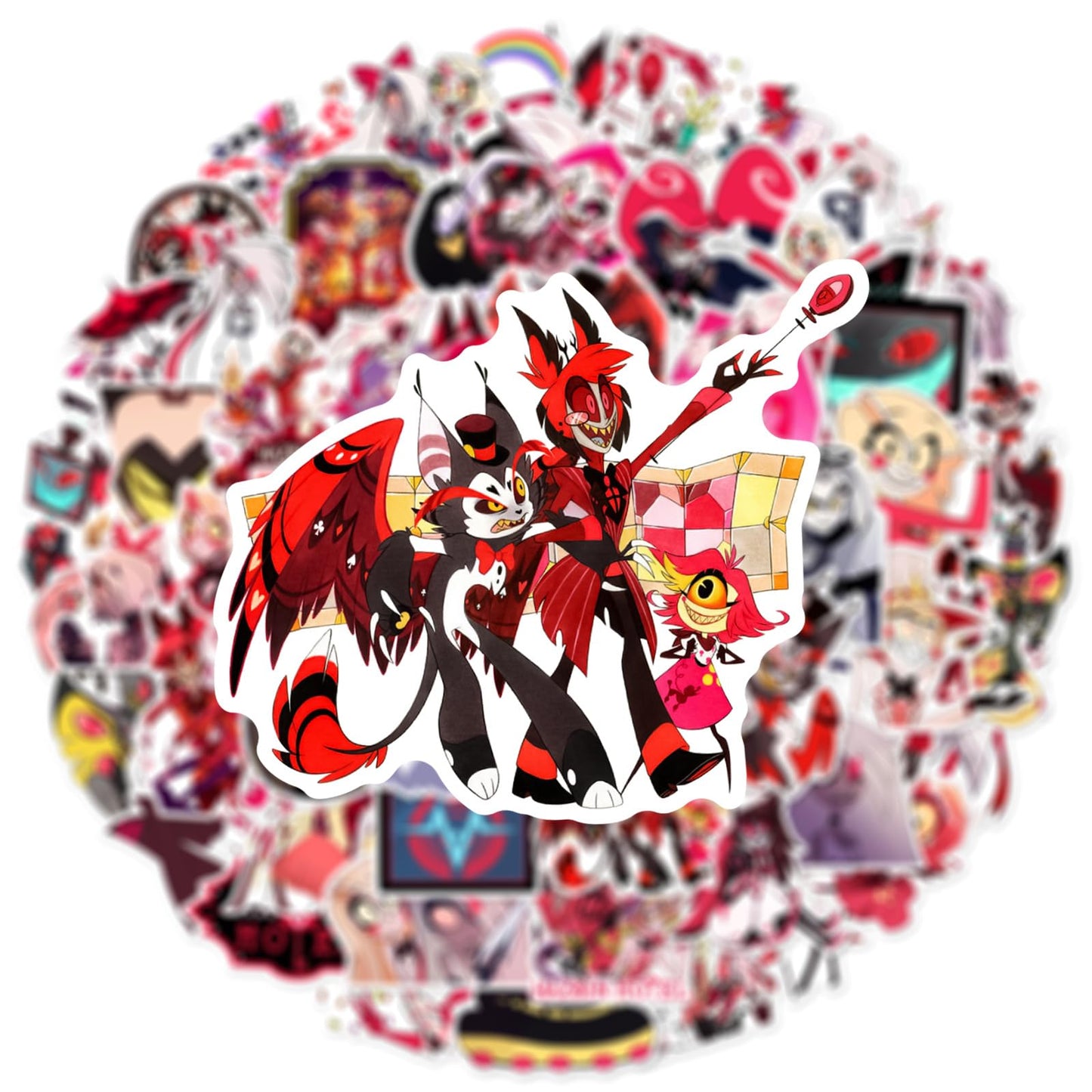JSYAVG 55pcs Hazbin Hotel Stickers - Waterproof Vinyl Decals for Laptops, Bottles, Skates, Travel Gear