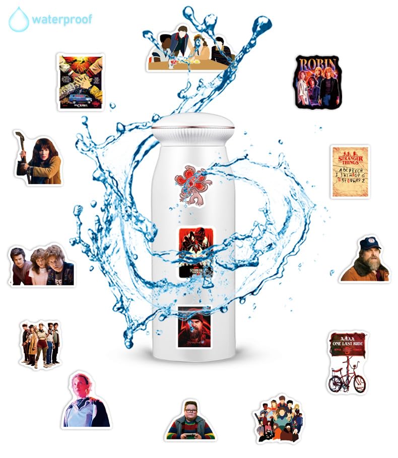 JSYAVG 54pcs Stranger Season 5 Stickers – Waterproof Vinyl Decals for Laptops, Bottles & More