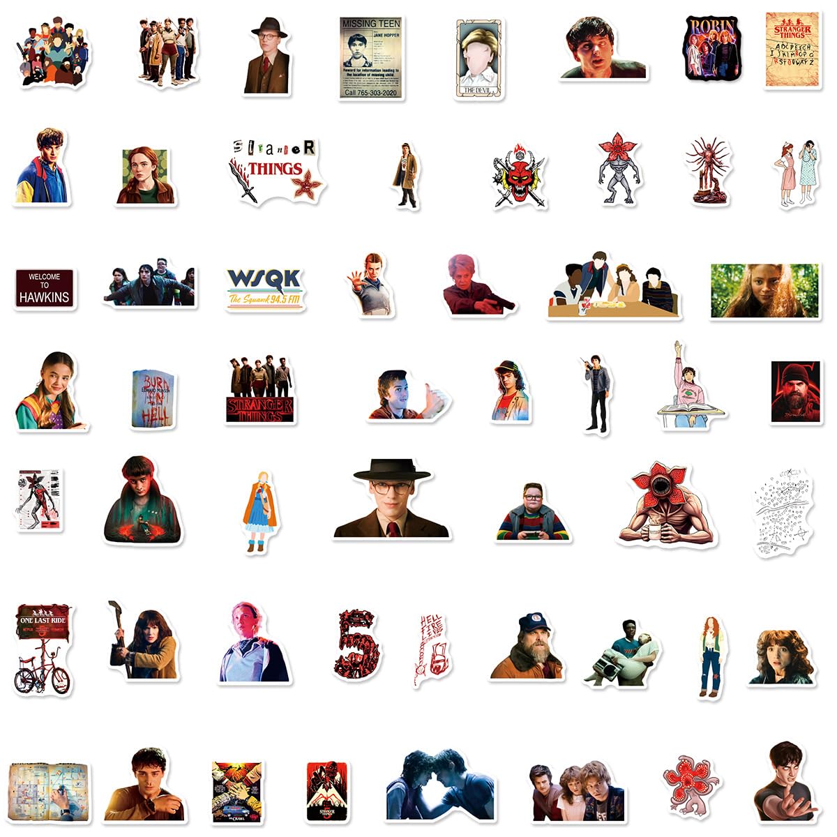 JSYAVG 54pcs Stranger Season 5 Stickers – Waterproof Vinyl Decals for Laptops, Bottles & More